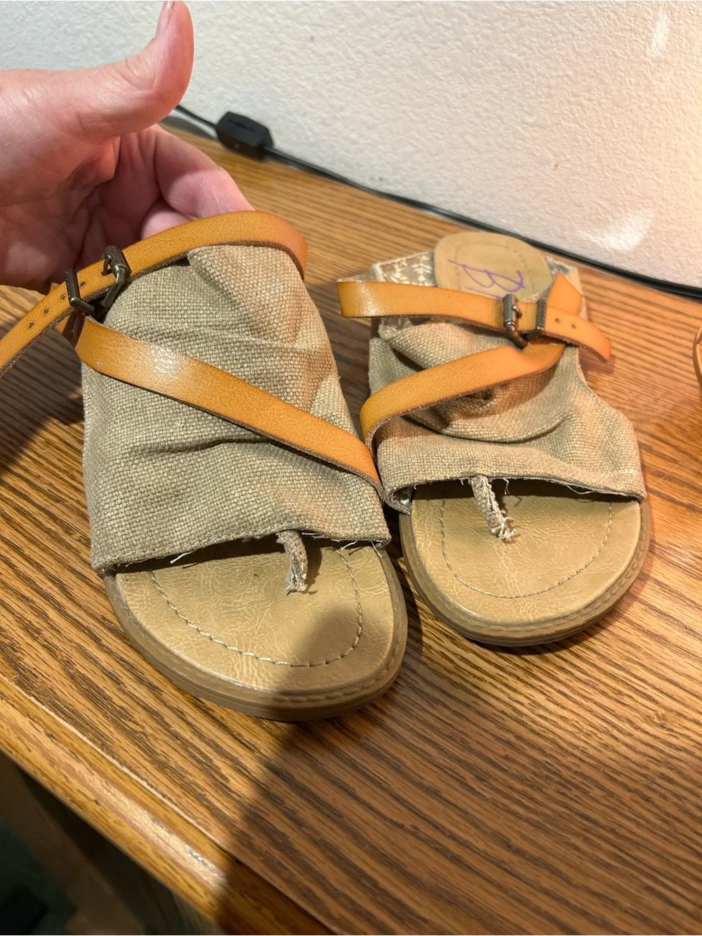 Blowfish Tan & Beige Slide Sandals